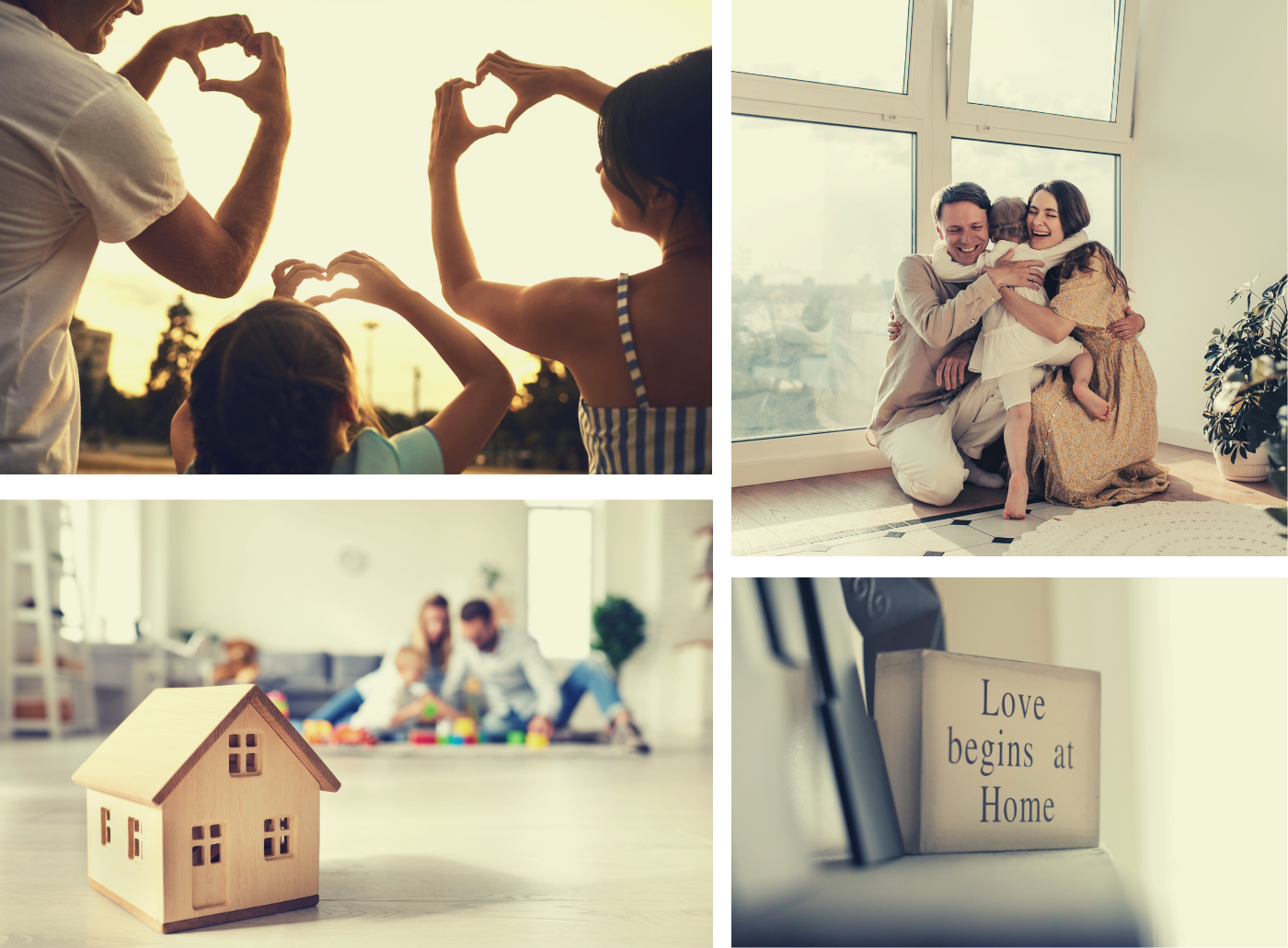 Four images of family and home